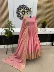 DESIGNER CHINON SILK SEQUENCE EMBROIDERY WORK GOWN WITH DUPATTA WEDDING WEAR WHOLESALE PRICE ETHNIC GARMENT (1)