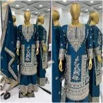 FANCY CHINON EMBROIDERY CODING DORI SEQUENCE WORK TOP PALAZZO WITH DUPATTA FESTIVAL WEAR WHOLESALE PRICE ETHNIC GARMENT (3)