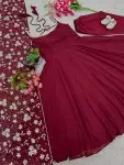 FANCY GEORGETTE EMBROIDERY SEQUENCE WORK GOWN BOTTOM WITH DUPATTA PARTY WEAR WHOLESALE PRICE ETHNIC GARMENT SURAT (7)