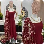 FANCY GEORGETTE EMBROIDERY SEQUENCE WORK GOWN BOTTOM WITH DUPATTA PARTY WEAR WHOLESALE PRICE ETHNIC GARMENT SURAT (7)