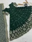 FANCY GEORGETTE EMBROIDERY SEQUENCE WORK GOWN WITH DUPATTA FESTIVAL WEAR WHOLESALE PRICE ETHNIC GARMENT (1)