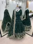 FANCY GEORGETTE EMBROIDERY SEQUENCE WORK GOWN WITH DUPATTA FESTIVAL WEAR WHOLESALE PRICE ETHNIC GARMENT (1)