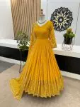 FANCY GEORGETTE EMBROIDERY SEQUENCE WORK GOWN WITH DUPATTA PARTY WEAR WHOLESALE PRICE ETHNIC GARMENT (1)