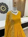 FANCY GEORGETTE EMBROIDERY SEQUENCE WORK GOWN WITH DUPATTA PARTY WEAR WHOLESALE PRICE ETHNIC GARMENT (1)