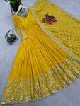 FANCY GEORGETTE EMBROIDERY SEQUENCE WORK GOWN WITH DUPATTA PARTY WEAR WHOLESALE PRICE ETHNIC GARMENT (1)