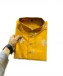 FASHIONABLE PARBON SILK MATE COPPER SEQUENCE WORK MENS KURTA WITH PAJAMA WEDDING WEAR WHOLESALE PRICE ETHNIC GARMENT (7)