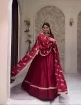 DESIGNER CHININ EMBROIDERY SEQUENCE WORK FULL SLEEVE WITH PAD GOWN BOTTOM WITH DUPATTA PARTY WEAR WHOLESALE PRICE ETHNIC GARMENT (7)