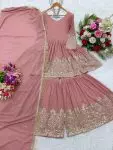 DESIGNER GEORGETTE EMBROIDERY SEQUENCE WORK TOP SHARARA WITH DUPATTA PARTY WEAR WHOLESALE PRICE ETHNIC GARMENT (4)