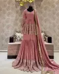 DESIGNER GEORGETTE EMBROIDERY SEQUENCE WORK TOP SHARARA WITH DUPATTA PARTY WEAR WHOLESALE PRICE ETHNIC GARMENT (4)